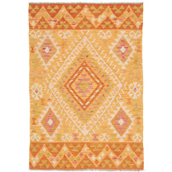 Tappeto Kilim Afghanistan Geometrico Arancione Giallo Crema