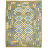 Tappeto Kilim Afghanistan Astratto Ocra Blu Bianco Crema 155