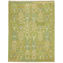 Tappeto Kilim Afghanistan Astratto Verde Beige Blu Giallo 15