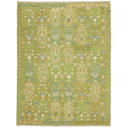 Tappeto Kilim Afghanistan Astratto Verde Beige Blu Giallo 15