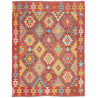 Tappeto Kilim Afghanistan Astratto Rosso Mattone Turchese Gi
