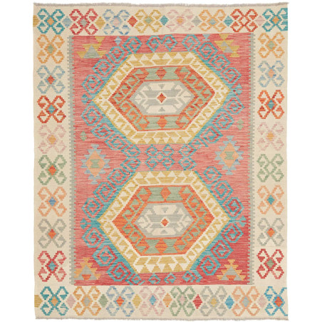 Tappeto Kilim Afghanistan Astratto Corallo Beige Turchese Ar