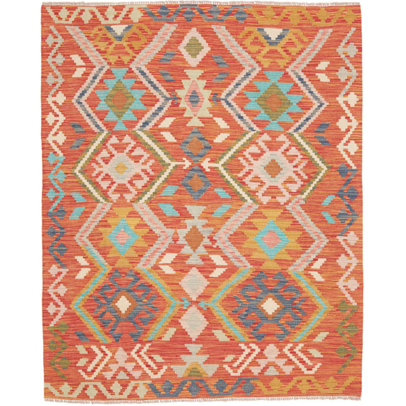 Tappeto Kilim Afghanistan Geometrico Arancione Terracotta Az