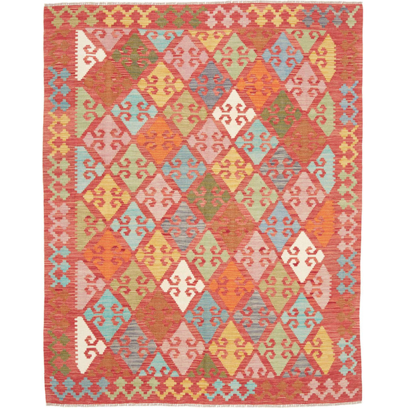 Tappeto Kilim Afghanistan Astratto Rosso Terracotta Arancion