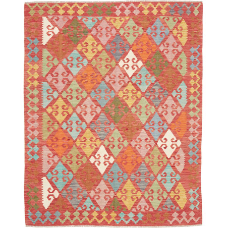 Tappeto Kilim Afghanistan Astratto Rosso Terracotta Arancion