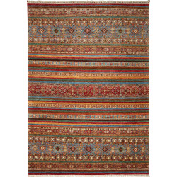 Tappeto Samarkand Pakistan Astratto Blu Petrolio Rosso 210x2