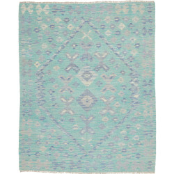 Tappeto Kilim Afghanistan Geometrico Turchese Blu Grigio Cre