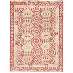 Tappeto Kilim Afghanistan Tribale Rosso Mattone Crema Azzurr