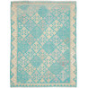 Tappeto Kilim Afghanistan Astratto Turchese Bianco Crema Gri