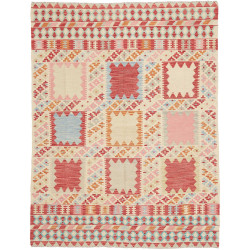 Tappeto Kilim Afghanistan Astratto Avorio Crema Rosso Matton