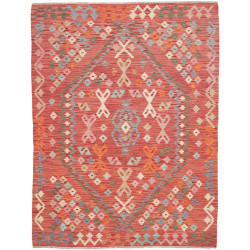 Tappeto Kilim Afghanistan Geometrico Terracotta Azzurro Pall