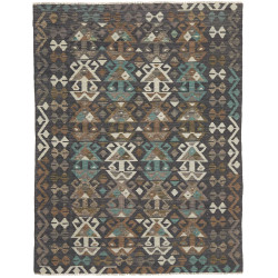 Tappeto Kilim Afghanistan Astratto Grigio Antracite Beige Cr