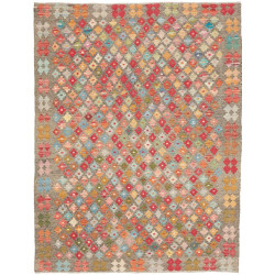 Tappeto Kilim Afghanistan Geometrico Grigio Terra Multicolor