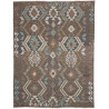 Tappeto Kilim Afghanistan Astratto Marrone Scuro Grigio Beig