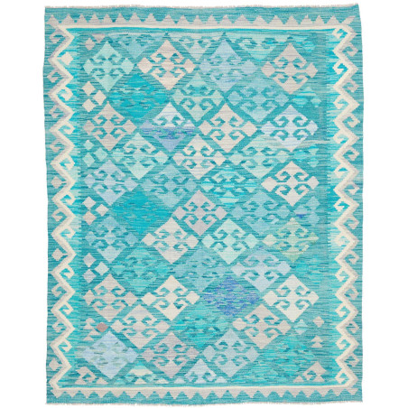Tappeto Kilim Afghanistan Astratto Verde Acqua Turchese Cele