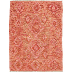 Tappeto Kilim Afghanistan Geometrico Corallo Rosato Rosa Pes