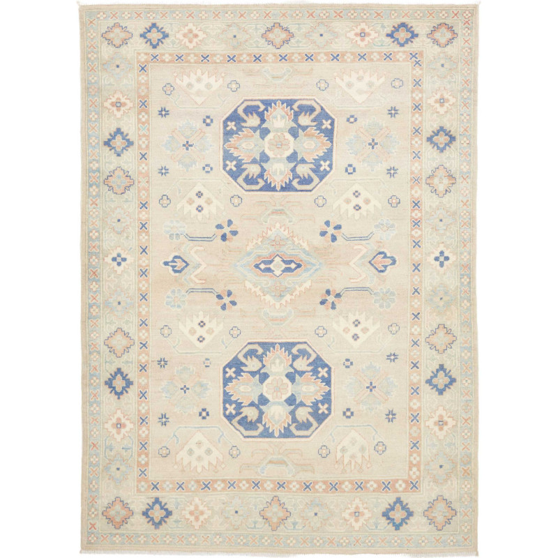 Tappeto Kazak Afghanistan Astratto Beige Crema Bluette Pesca