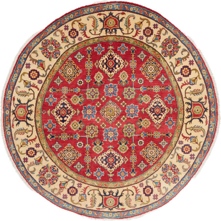 Tappeto Kazak Afghanistan Geometrico Rosso Cremisi Beige Blu