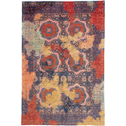 Tappeto Mamlouk Pakistan Astratto Navy Blu Rosso Arancione R