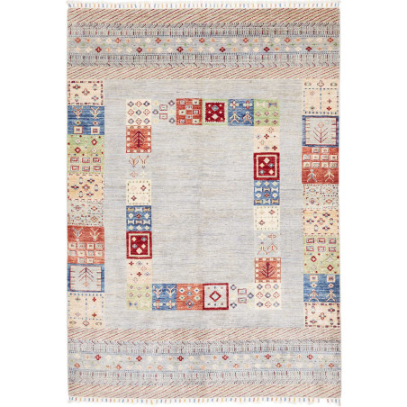 Tappeto Siva Pakistan Astratto Grigio Azzurro Chiaro Rosso B
