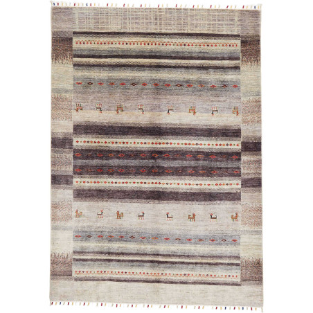 Tappeto Siva Pakistan Geometrico Beige Marrone Grigio Rosso