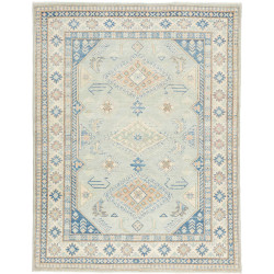 Tappeto Kazak Afghanistan Medaglione Azzurro Tenue Blu Crema