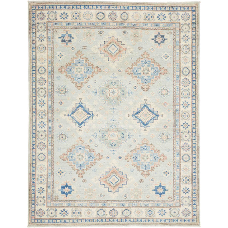 Tappeto Kazak Afghanistan Astratto Azzurro Celeste Crema Avo