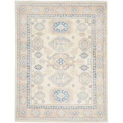 Tappeto Kazak Afghanistan Geometrico Crema Blu Pesca 150x198