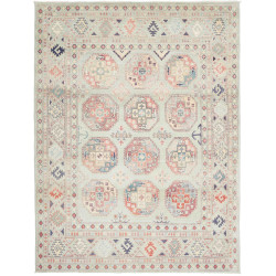 Tappeto Kazak Afghanistan Geometrico Verde Salvia Rosa Coral