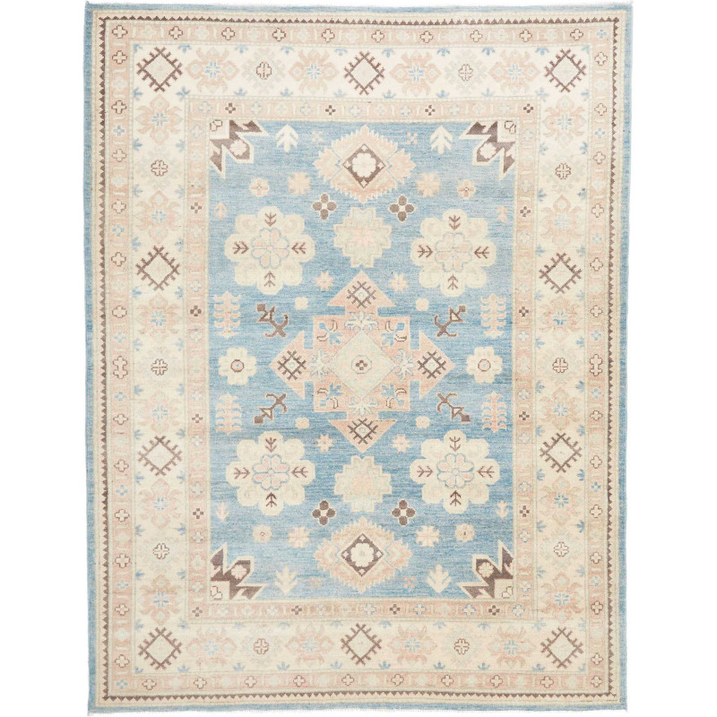 Tappeto Kazak Afghanistan Geometrico Azzurro Avorio Rosa Ant