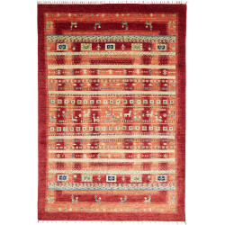 Tappeto Siva Pakistan Astratto Rosso Terracotta Arancio Marr