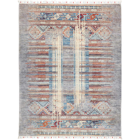 Tappeto Siva Pakistan Astratto Grigio Blu Celeste Arancione