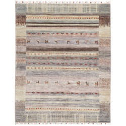 Tappeto Siva Pakistan Geometrico Grigio Chiaro Beige Marrone