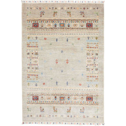 Tappeto Siva Pakistan Geometrico Grigio Beige Rosso Blu Verd