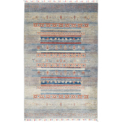 Tappeto Siva Pakistan Geometrico Azzurro Grigio Blu Terracot