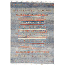 Tappeto Siva Pakistan Astratto Blu Grigio Terracotta Arancio