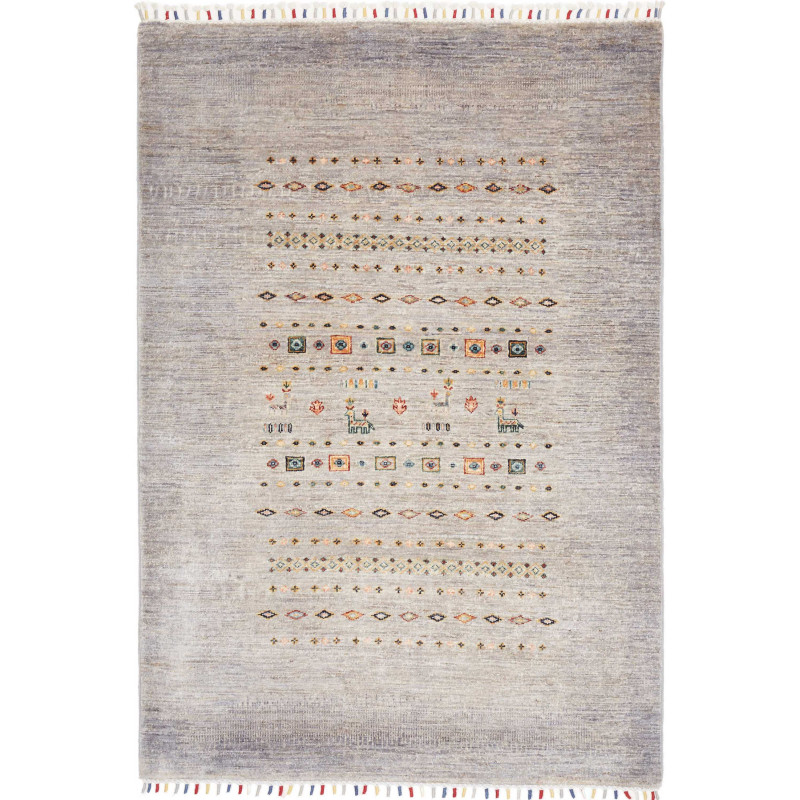 Tappeto Siva Pakistan Geometrico Grigio Tenue Multicolore 12