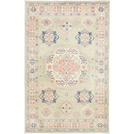 Tappeto Kazak Afghanistan Geometrico Verde Salvia Rosa Antic