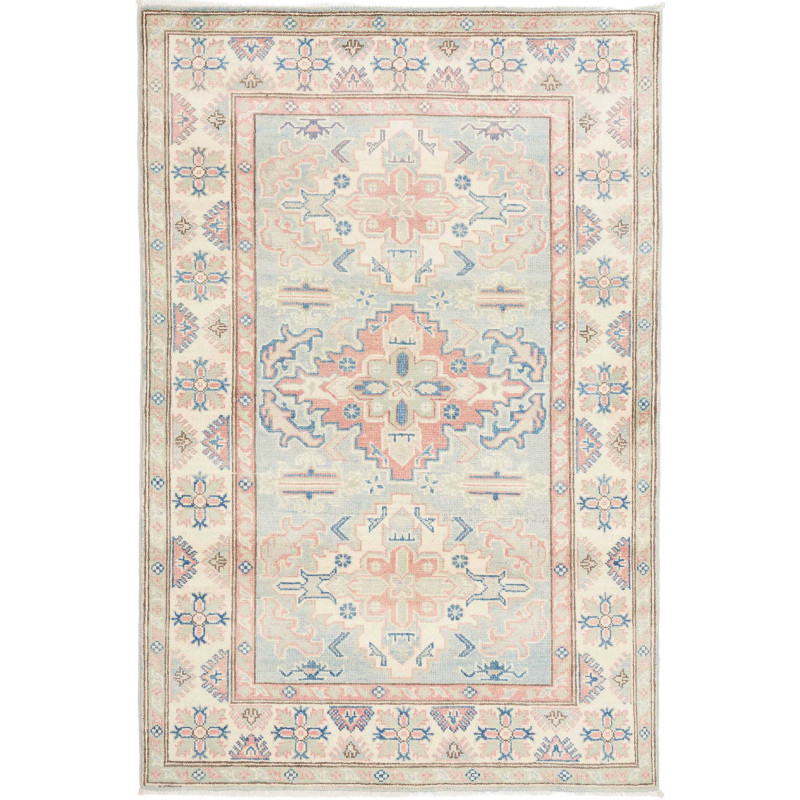 Tappeto Kazak Afghanistan Geometrico Azzurro Pastello Rosa C