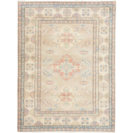 Tappeto Kazak Afghanistan Medaglione Beige Chiaro Terracotta