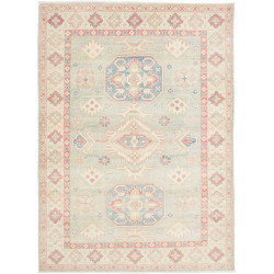 Tappeto Kazak Afghanistan Medaglione Verde Acqua Rosa Antico
