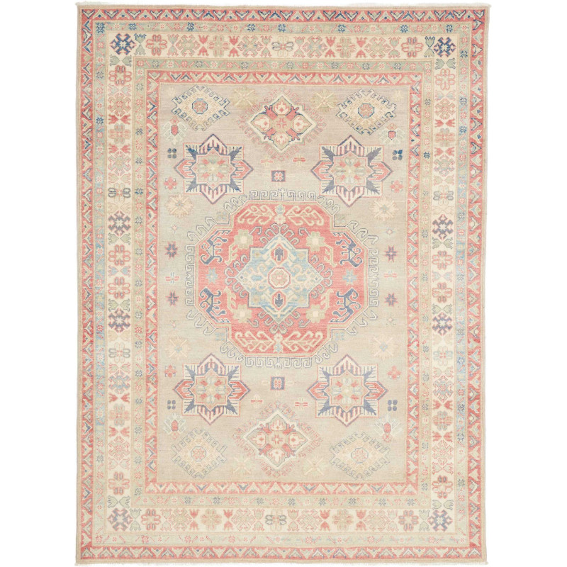Tappeto Kazak Afghanistan Medaglione Greige Terracotta Azzur