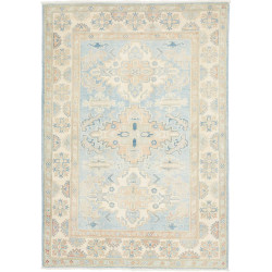 Tappeto Kazak Afghanistan Geometrico Celeste Avorio Pesca Bl