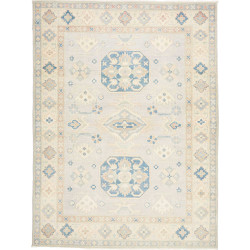 Tappeto Kazak Afghanistan Floreale Grigio Chiaro Blu Chiaro
