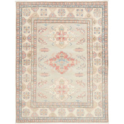 Tappeto Kazak Afghanistan Medaglione Grigio Chiaro Beige Ros