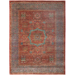 Tappeto Mamlouk Pakistan Geometrico Rosso Azzurro 173x234 Cm