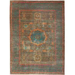 Tappeto Mamlouk Pakistan Medaglione Blu Petrolio Marrone 172