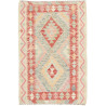 Tappeto Kilim Afghanistan Geometrico Rosso Corallo Azzurro C