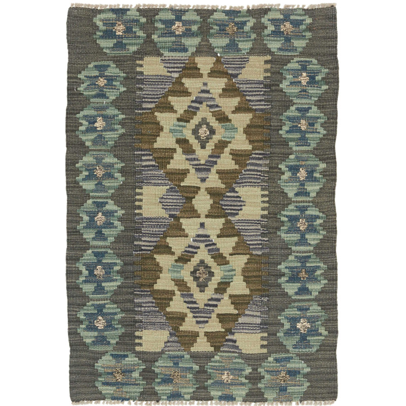 Tappeto Kilim Afghanistan Astratto Verde Oliva Verde Salvia