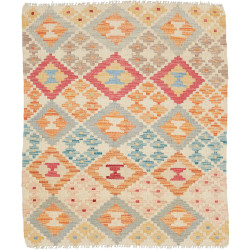Tappeto Kilim Afghanistan Astratto Beige Crema Corallo Pesca